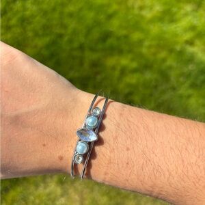 Silver and Blue Stone Cuff Bracelet
